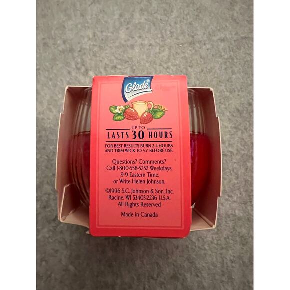 Glade‎ Candle Scents Jar Strawberries & Cream 1996 & Apple Cinnamon 1997 2Pc VTG - Picture 9 of 12